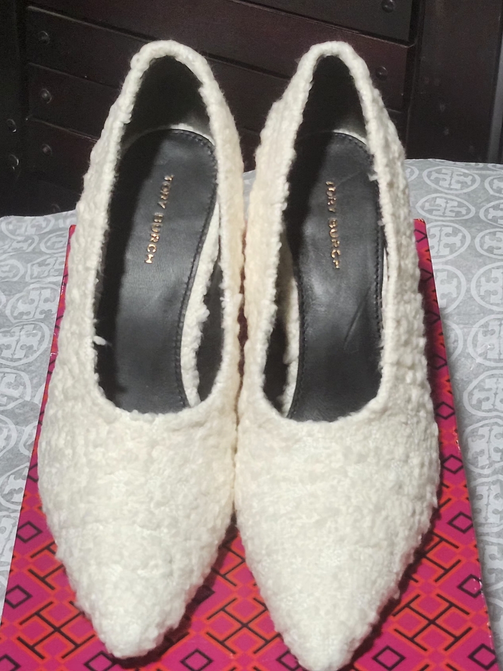Tory Burch Cream Bouclé Pointed Pumps NWT $428 Retail